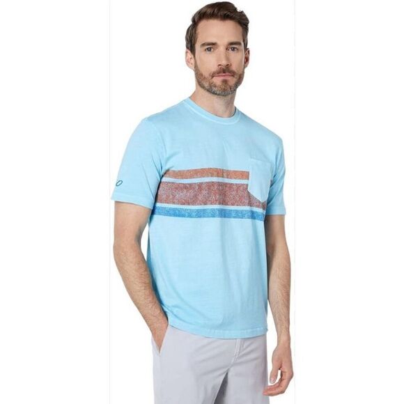 johnnie-O throwback style light blue with stripes T - XL - Picture 1 of 9